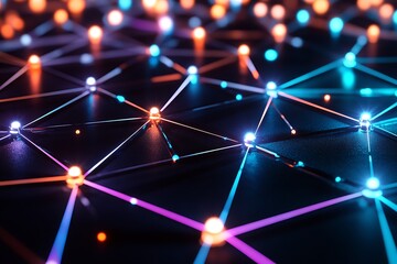 Poster - A vibrant network of illuminated nodes and lines, symbolizing connectivity and technology.