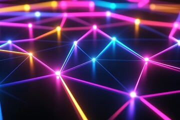 Poster - A vibrant, abstract network of glowing lines and nodes, representing connectivity and technology.