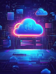 Poster - Cloud service access abstract concept vector illustration set. Shared document, cyber security, sign in page, public folder access, editing online, data protection, user login abstract metaphor.