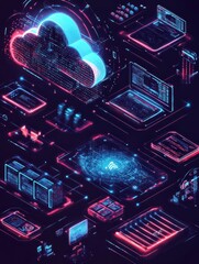 Poster - Global web connection abstract concept vector illustration set. Cloud gaming and security, cyber security engineering, network communication, internet, video streaming online abstract metaphor.