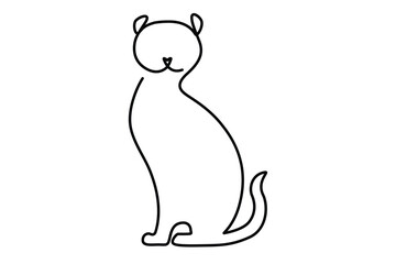 Wall Mural - One continuous single-line drawing of a cat. Pet animal silhouette in simple minimal linear style. Elegance kitty Doodle vector illustration. 