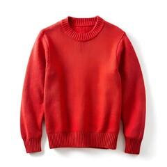 Fototapete - Red sweater isolated on white background, flat lay