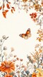 © Espresso - A vibrant orange butterfly surrounded by an array of colorful flowers and leaves, creating a warm, natural atmosphere.