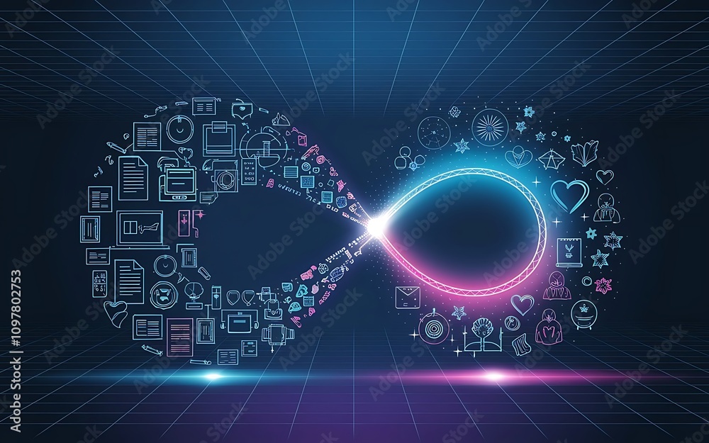 Infinity Loop of Innovation: A vibrant, abstract illustration depicting ...