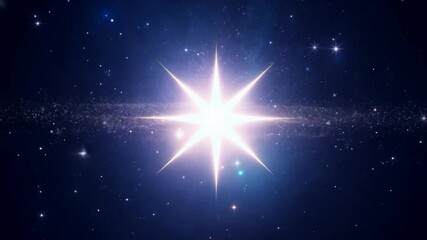 Wall Mural - celestial radiance: a radiant star shines brilliantly against a backdrop of cosmic dust and distant 