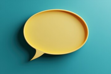 Poster - Yellow speech bubble on turquoise background for creative communication