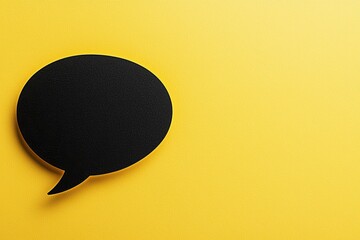 Poster - Black Speech Bubble on Yellow Background for Communication Concept