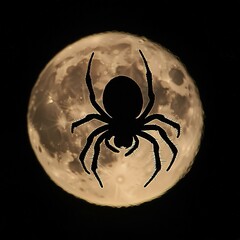 Wall Mural - Spider silhouette on a full moon.