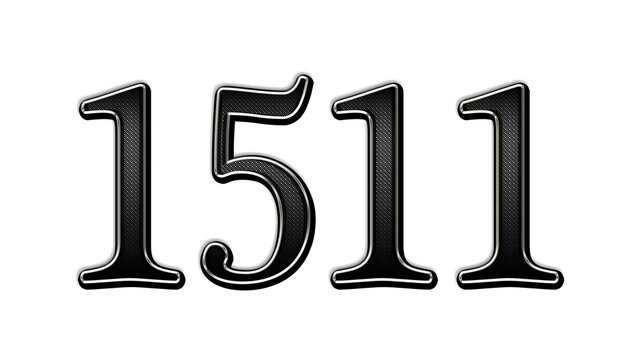 black metal 3d design of number 1511 on white background.
