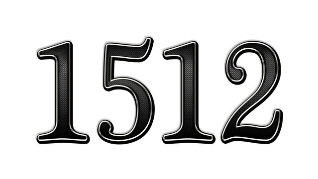 black metal 3d design of number 1512 on white background.