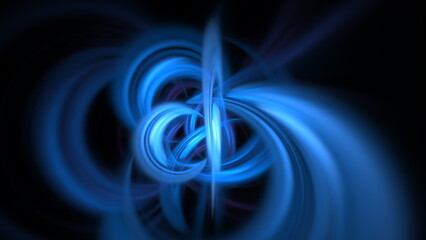 Fototapete - dynamic display of swirling blue shapes creates an abstract pattern set against a dark background, conveying a sense of motion and depth, captivating the viewers attention. 3d render