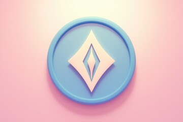 Poster - A pastel blue circular emblem featuring a stylized  off white diamond shape
