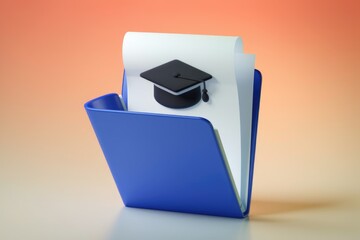 Aufkleber - A blue folder with a graduation cap icon symbolizes education and online learning resources