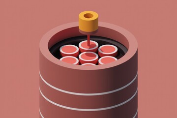 Aufkleber - Abstract 3D rendering of cylinders with yellow top.