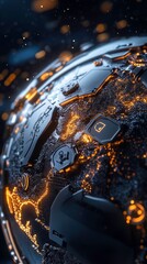 Poster - Glowing abstract globe digital art futuristic high fidelity close-up technology