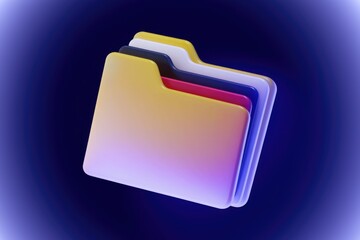 Fototapete - 3D render of colorful stacked folders  symbolizing data organization and storage