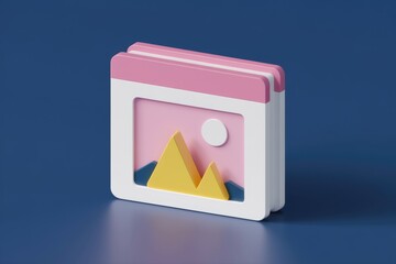 Leinwandbilder - A 3D rendered image of a minimalist picture frame icon  showcasing a simple landscape
