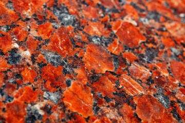 Poster - Closeup of High-Quality Heat-Treated Granite New Imperial Red: Captivating Urban Exploration Texture with Rich Patterns and Vibrant Colors for Architectural Photography