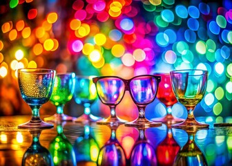 Poster - Colorful Glasses Background with Bokeh Effect for Vibrant Design Projects and Creative Artwork in Digital Media