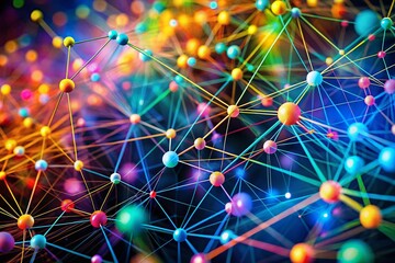 Poster - Colorful Vector Background with Dots and Lines Design Showcasing Connection Patterns for Creative Projects and Digital Applications in Vibrant and Engaging Colors