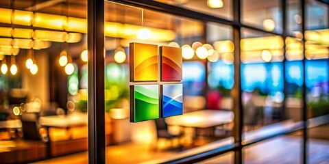 Poster - Creative Tilt-Shift Photography of a Modern Window Logo Design Template Ideal for Branding and Marketing, Showcasing Innovative Concepts and Visual Appeal for Businesses