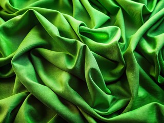 Poster - Crumpled Green Fabric Background Close-Up for Textiles, Fashion, and Interior Design Concepts with Rich Texture and Depth for Artistic and Creative Projects