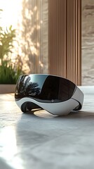 Poster - A sleek, futuristic headset resting on a surface, designed for immersive experiences.