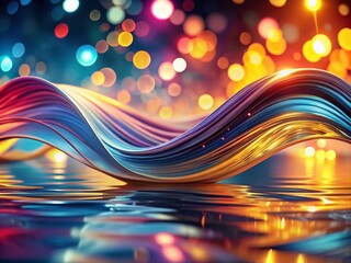 Poster - Dynamic 3D Flow Pattern in Minimalist Design Showcasing Fluid Motion with Bokeh Effect for Modern Art and Background Applications