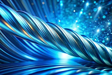 Poster - Dynamic Blue Stripes Swirling in Waves with a Sparkling Light Element, Showcasing Fluid Motion and Elegant Design for Backgrounds or Abstract Art Use
