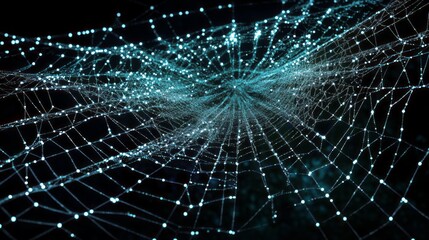 Poster - A web of blue and white dots that look like a spider web