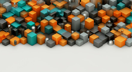Poster - background of abstract digital geometric cubes with copy space
