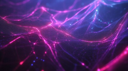 Abstract futuristic background with glowing fiber optic network lines connecting in a dynamic web pattern