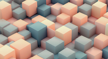 Poster - background of abstract digital geometric cubes with copy space