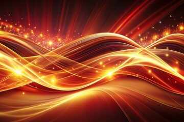 Poster - Elegant Flowing Red and Gold Glowing Digital Fractal Light Wave Background in Full HD for Modern Abstract Motion Animation
