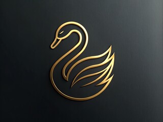 Poster - Elegant Golden Swan Logo Designed with Simple Line Art for Modern Branding and Minimalist Aesthetics in Promotional Materials and Digital Media