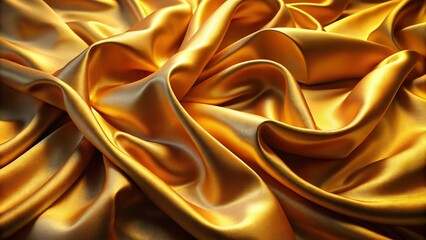 Poster - Elegant Golden Silk Fabric Texture Showcasing Beautiful Waves and Reflections for Luxurious Textile Design and Fashion Photography