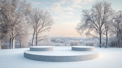 Poster - A snow-covered landscape with a large