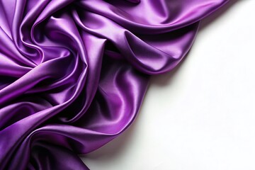Poster - Elegant Purple Silk Fabric with Soft Waves and Smooth Texture Isolated on White Background: Perfect for Luxury Fashion, Textiles, and Design Projects