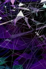 Poster - Geometric abstract design featuring silver and purple elements on a dark background. Generative AI