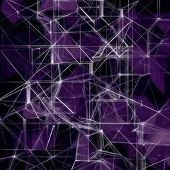 Poster - Geometric abstract design featuring silver and purple shapes and lines. Generative AI