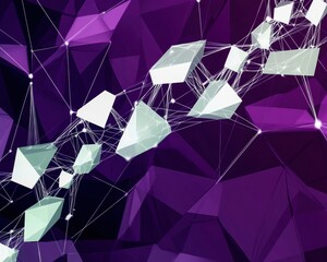 Poster - Intricate geometric shapes in silver and purple create a modern abstract design