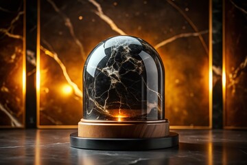 Poster - Elegant Vintage Style Photography of a Simple Black Marble Showcase Product Background Stand for Displaying Luxury Items and Enhancing Aesthetic Appeal