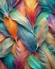 Sticker - Vibrant Feather Textures Create a Stunning Background of Colors and Shapes. Generative AI