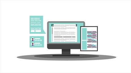Webpage animation concept of software application development mobile app interface design and
coding or programming for webpage design