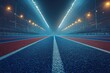 © YouraPechkin - A vibrant running track illuminated by lights during the night at a large sports stadium