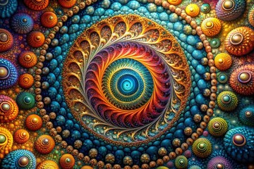 Poster - Fractal Realms of Infinite Detail: Exploring the Intersection of Reality and Abstraction Through a Mesmerizing Visual Landscape of Geometry and Color