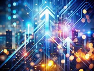 Poster - Futuristic Arrow Shape Technology Background with Double Exposure Effect for Innovative Concept Design in Digital Art