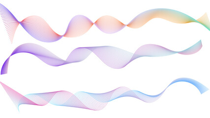 Poster - Dynamic gradient colorful flowing wave design element. Abstract wavy lines gradient vector line blend element. Wavy line gradient shapes set	
