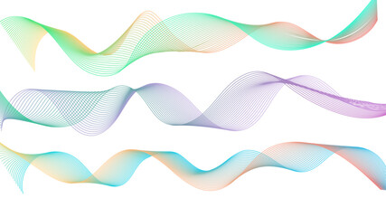 Poster - Dynamic gradient colorful flowing wave design element. Abstract wavy lines gradient vector line blend element. Wavy line gradient shapes set	
