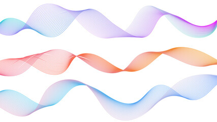 Poster - Dynamic gradient colorful flowing wave design element. Abstract wavy lines gradient vector line blend element. Wavy line gradient shapes set	
